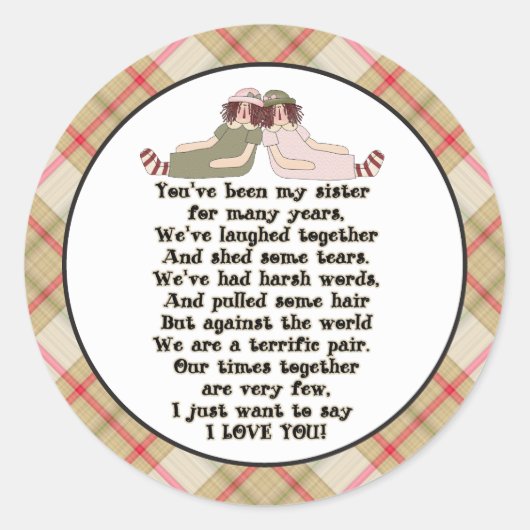 Zuster plezier Familie cartoon sticker (Voorkant)