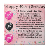 Zuster Poem - 40e verjaardag Tegeltje (Voorkant)