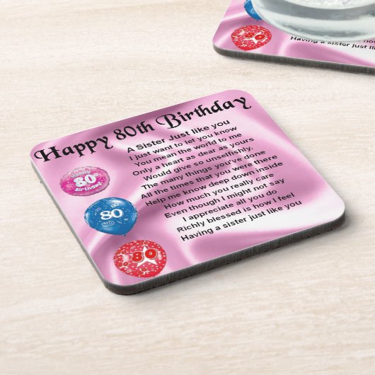 Zuster Poem - 80e verjaardag Bier Onderzetter (Linkerzijde)