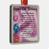 Zuster Poem - 80e verjaardag Metalen Ornament (Rechts)