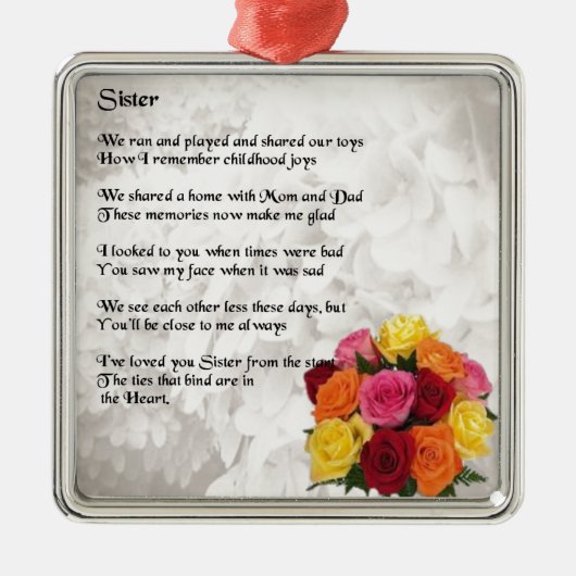 Zuster Poem - Flowers Metalen Ornament (Voorkant)