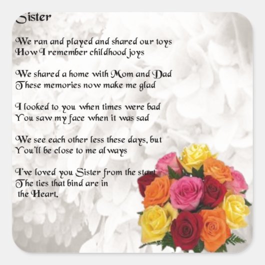 Zuster Poem - Flowers Vierkante Sticker (Voorkant)