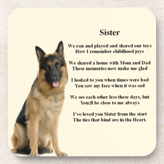 Zuster Poem - German Shepherd Dog Onderzetter (Voorkant)