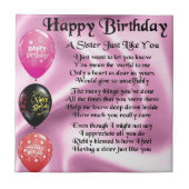 Zuster Poem - Happy Birthday Design Tegeltje (Voorkant)