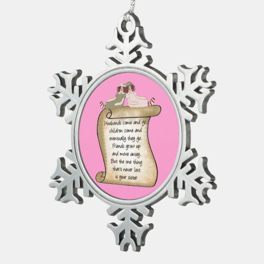 Zuster Poem Holiday sneeuwvloksieraar Tin Sneeuwvlok Ornament (Rechts)