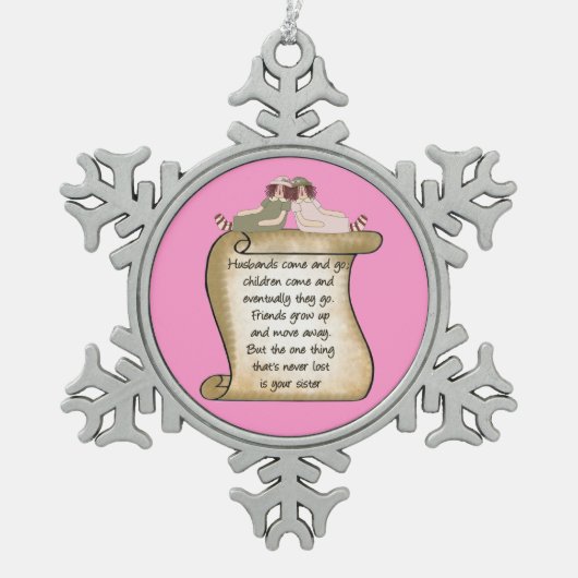 Zuster Poem Holiday sneeuwvloksieraar Tin Sneeuwvlok Ornament (Voorkant)