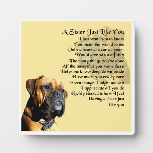 Zuster Poem Plaque - Boxer Dog Design Fotoplaat (Voorkant)