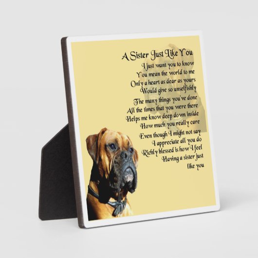 Zuster Poem Plaque - Boxer Dog Design Fotoplaat (Voorkant)