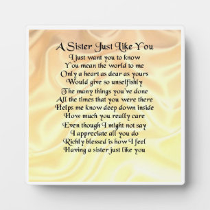 Zuster Poem Plaque - Cream Silk Design Fotoplaat