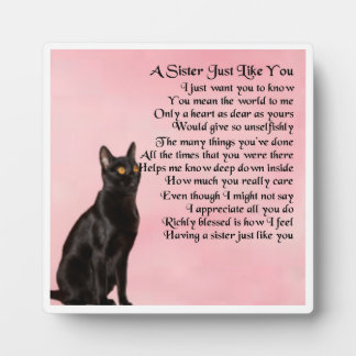 Zuster Poem Plaque - ontwerp met zwarte kat Fotoplaat