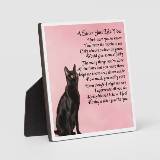 Zuster Poem Plaque - ontwerp met zwarte kat Fotoplaat (Voorkant)