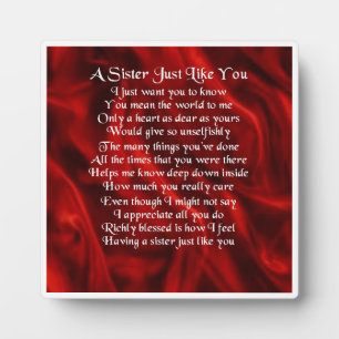 Zuster Poem Plaque - Ontwerp van rode zijde Fotoplaat
