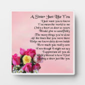 Zuster Poem Plaque - Ontwerp van Rozen Fotoplaat (Voorkant)