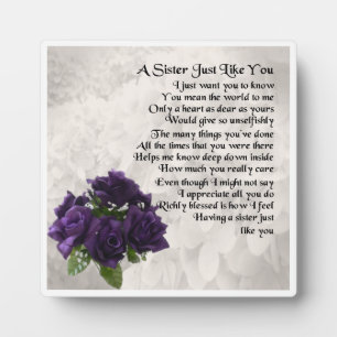 Zuster Poem Plaque - Paarse Rozen ontwerpen Fotoplaat