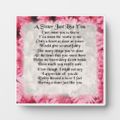 Zuster Poem Plaque - Roze Floral Design Fotoplaat (Voorkant)
