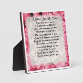 Zuster Poem Plaque - Roze Floral Design Fotoplaat (Voorkant)