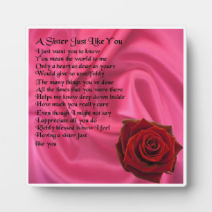 Zuster Poem Plaque - Roze zijde en Roos design Fotoplaat