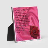 Zuster Poem Plaque - Roze zijde en Roos design Fotoplaat (Voorkant)
