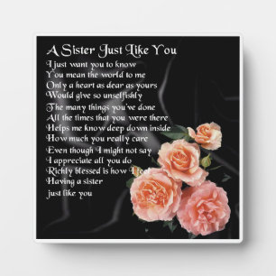 Zuster Poem Plaque - Rozen voor zwart zijdeontwerp Fotoplaat