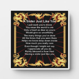 Zuster Poem Plaque - Zwart design Fotoplaat