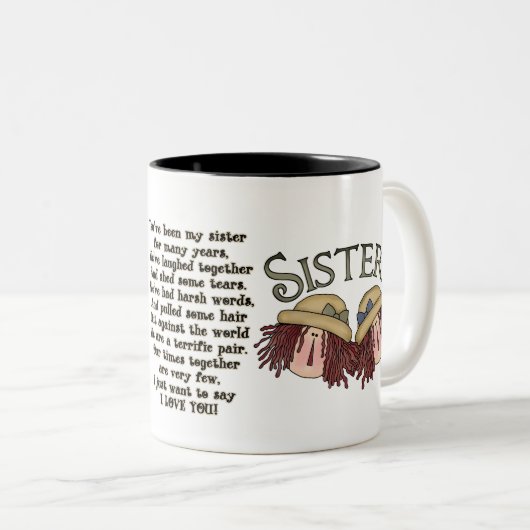 Zuster Poem sentimentale koffie mok (Voorkant rechts)