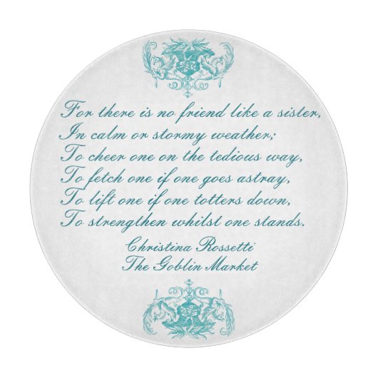 Zuster Poem van Christina Rossetti Turquoise Blue Snijplank (Voorkant)