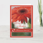 Zuster, Red Gerber Daisy Valentijn Feestdagen Kaart (Voorkant)