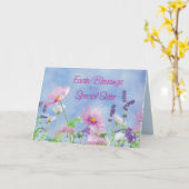 Zuster Religieuze paasbessen Nun Wildbloemen Kaart (Gele Bloem)