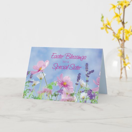 Zuster Religieuze paasbessen Nun Wildbloemen Kaart (Gele Bloem)