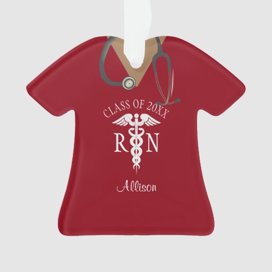 Zuster RN Afstuderen Medical Uniform Red Persoonli Ornament (voorkant)