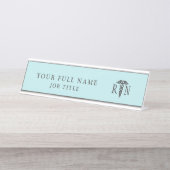 Zuster RN Blauwgroen Blue Medical Caduceus Bureau Naambordje (Voorkant)