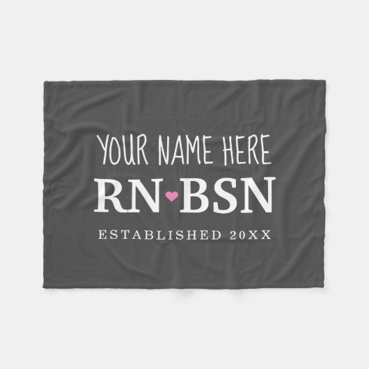 Zuster RN BSN Simple Cute Personated Fleece Deken (Voorkant (Horizontaal))