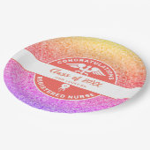 Zuster RN Graduation Party Rainbow Glitter Monogra Papieren Bordje (Gekanteld)