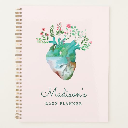 Zuster RN Medisch professioneel Floral Heart Aange Planner (Voorkant)