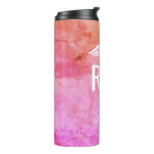 Zuster RN Roze Oranje Waterverf Medische monogram Thermosbeker (Gedraaid links)