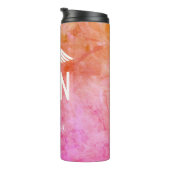 Zuster RN Roze Oranje Waterverf Medische monogram Thermosbeker (Geroteerd rechts)