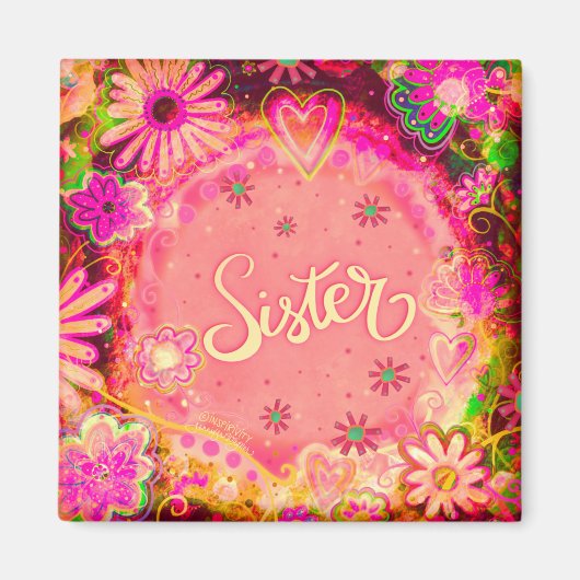 Zuster Roze  Floral Inspirivity Magnet (Voorkant)