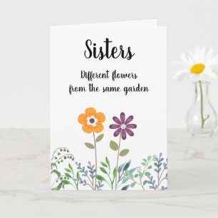 Zuster(s)  Floral Blank binnenin Birthday Kaart
