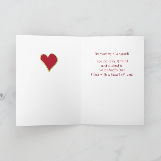 Zuster Schattige Monkey op Valentijn's Day Feestdagen Kaart (Binnen)