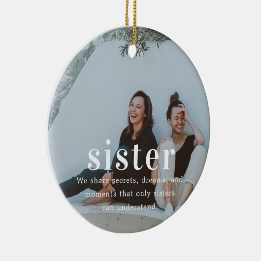 zuster | Sentimentele foto KeepSake Kerstmis Keramisch Ornament (Rechts)