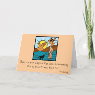 Zuster Seraphim met katten en vogel Bedankkaart