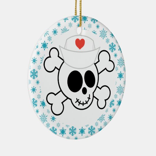 Zuster Skull Funny Nursing met kerst Keepslag Keramisch Ornament (Rechts)