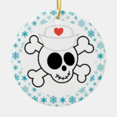 Zuster Skull Funny Nursing met kerst Keepslag Keramisch Ornament (Voorkant)
