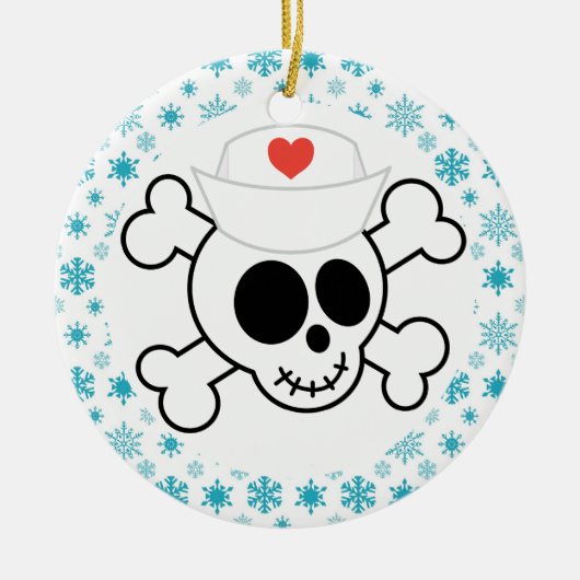 Zuster Skull Funny Nursing met kerst Keepslag Keramisch Ornament (Voorkant)