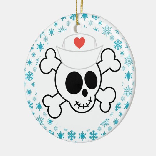 Zuster Skull Funny Nursing met kerst Keepslag Keramisch Ornament (Links)