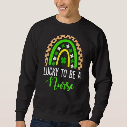 Zuster St Patrick S Day Lucky Rainbow Leopard verp Trui (Voorkant)