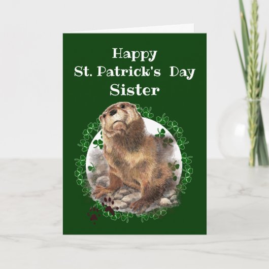 Zuster St. Patrick's Day Shamrock Otter Animal Kaart (Voorkant)