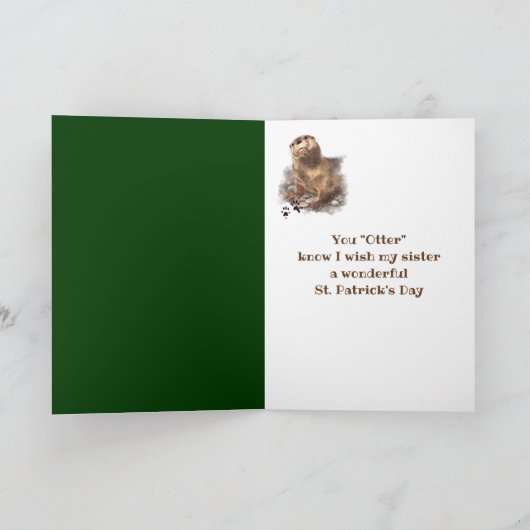 Zuster St. Patrick's Day Shamrock Otter Animal Kaart (Binnen)
