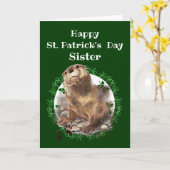 Zuster St. Patrick's Day Shamrock Otter Animal Kaart (Gele Bloem)