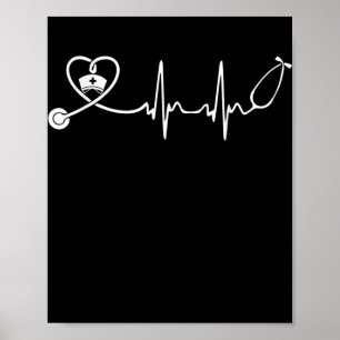 Zuster Stethoscope Heartbeat Funny Nursing Lover Poster